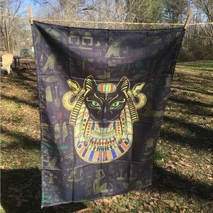 Ancient Egypt Pharaoh cat & hieroglyphs Egyptian tapestry 37”x26”